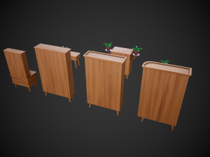stylized wooden furniture pack 3Dモデル