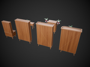 stylized wooden furniture pack 3Dモデル