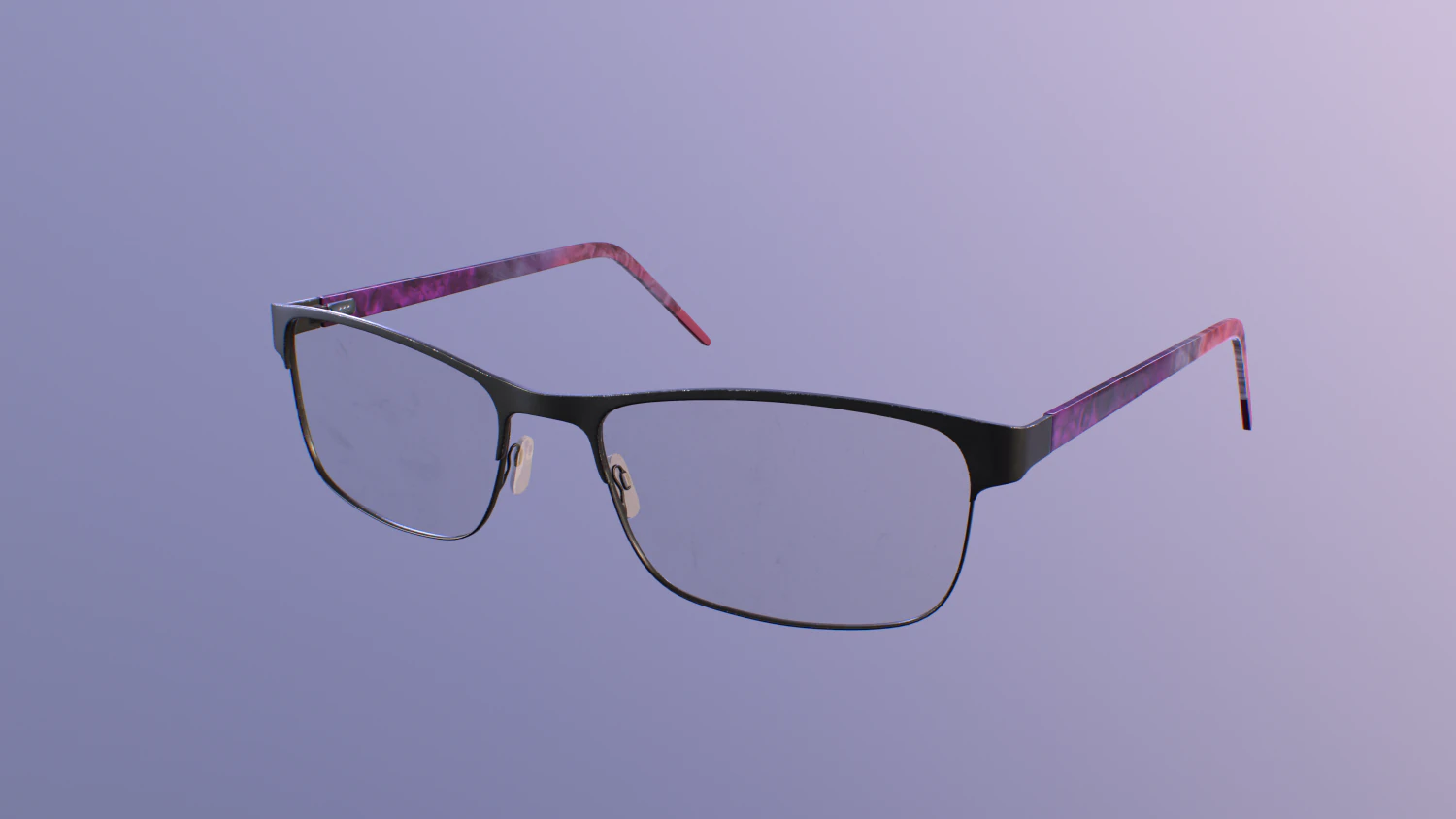 black metal glasses with pink temples 3D Model .c4d .max .obj .3ds .fbx .stl .blend