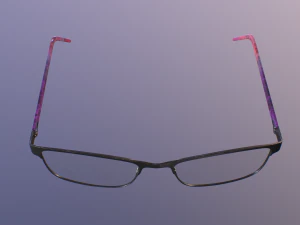 black metal glasses with pink temples 3D Model
