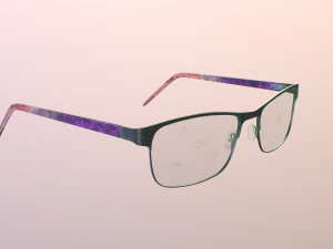 black metal glasses with pink temples 3D Model