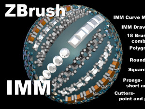 jewelry tool- imm curve brush- gems and cutters for zbrush v2 3D Model