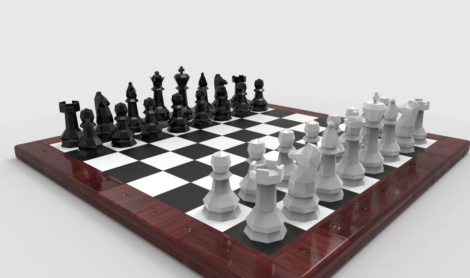 geometrical chess set 3D Model .c4d .max .obj .3ds .fbx .stl .blend 
