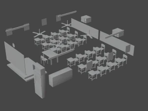school old class room 3D Model