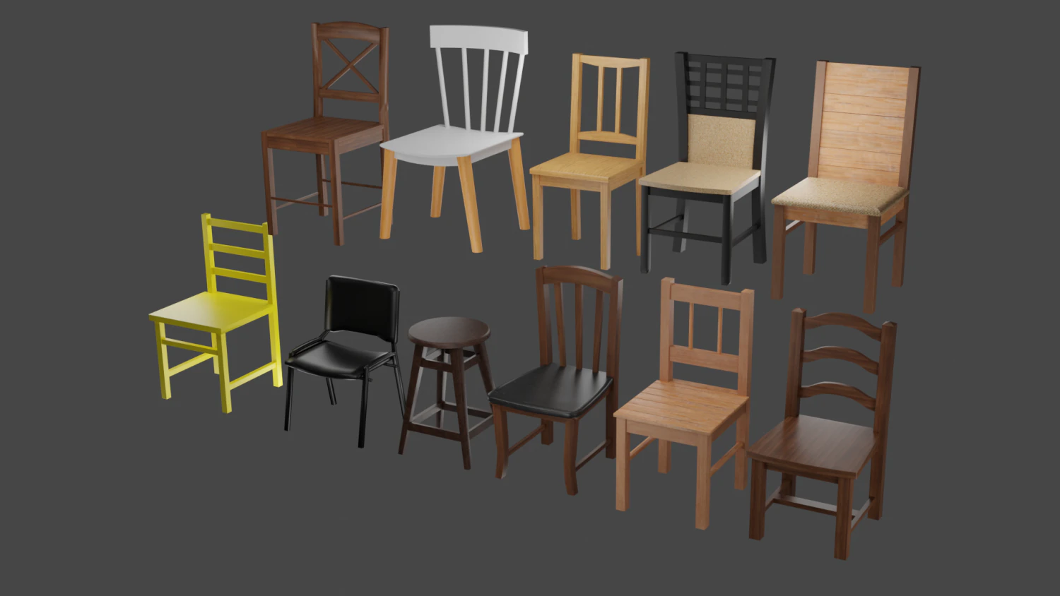 chairs set 3D Model .c4d .max .obj .3ds .fbx .stl .blend 