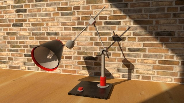 black and red industrial style table lamp 3D Model .c4d .max .obj .3ds .fbx .stl .blend 