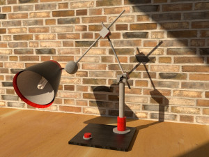 black and red industrial style table lamp 3D 模型