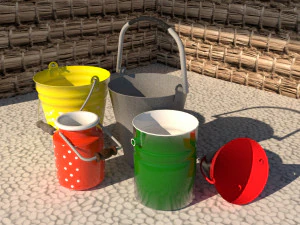 5 अलग-अलग बाल्टियों का सेट 3D मॉडल