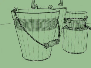 set of 5 different buckets 3D Model
