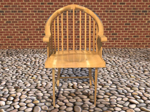 wooden garden chair 3D Model