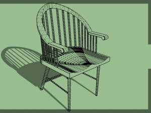 wooden garden chair 3D Model