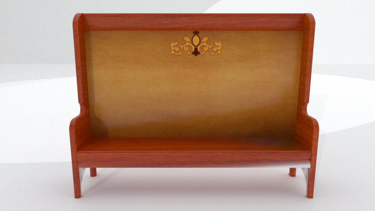 high back wooden bench 3D Model .c4d .max .obj .3ds .fbx .stl .blend 
