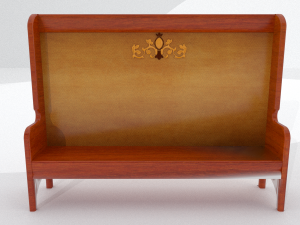 high back wooden bench Modelo 3D