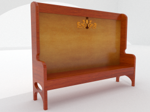 high back wooden bench 3D Модель