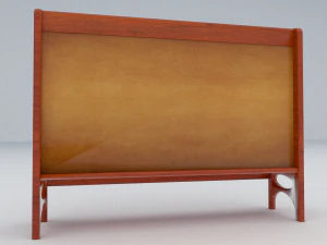 high back wooden bench 3D Model
