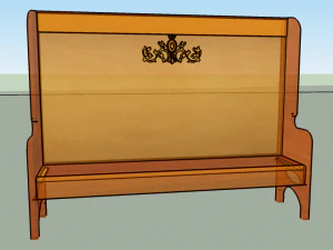 high back wooden bench 3D Model