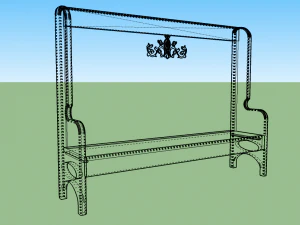 high back wooden bench 3D Model
