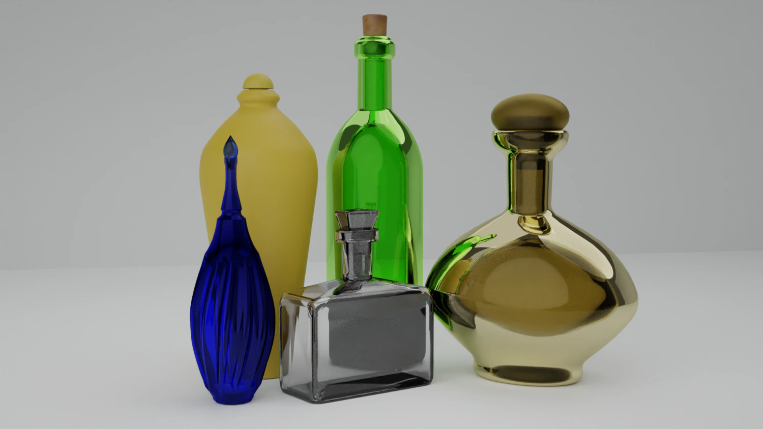 Bottles and vials 3D Model .c4d .max .obj .3ds .fbx .stl .blend 