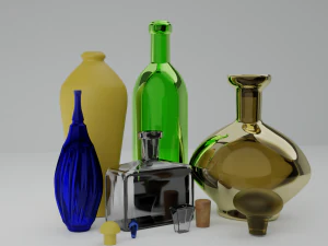 Bottles and vials 3D Model