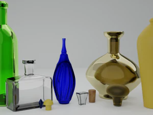 Bottles and vials 3D Model