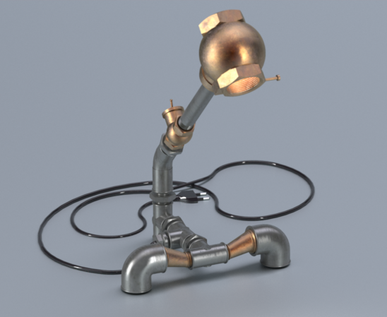 pipe fitting lamp 3D Модель .c4d .max .obj .3ds .fbx .stl .blend 