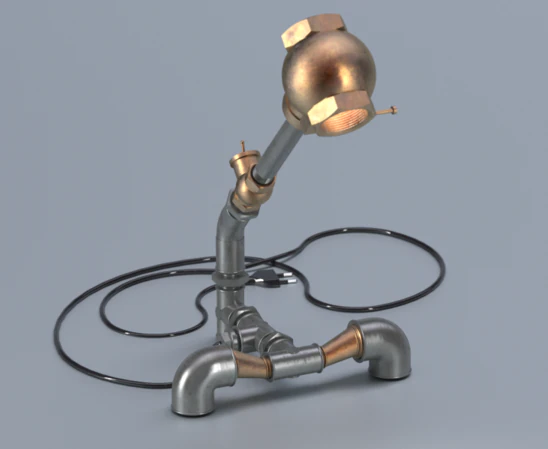 pipe fitting lamp 3D Model .c4d .max .obj .3ds .fbx .stl .blend 