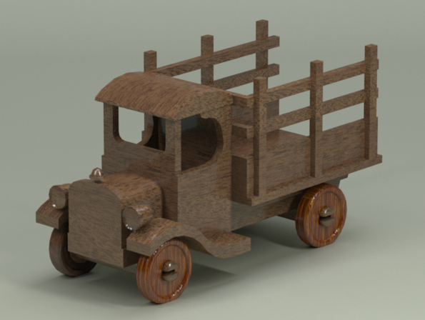 truck wood vintage toy 3D Model .c4d .max .obj .3ds .fbx .stl .blend 