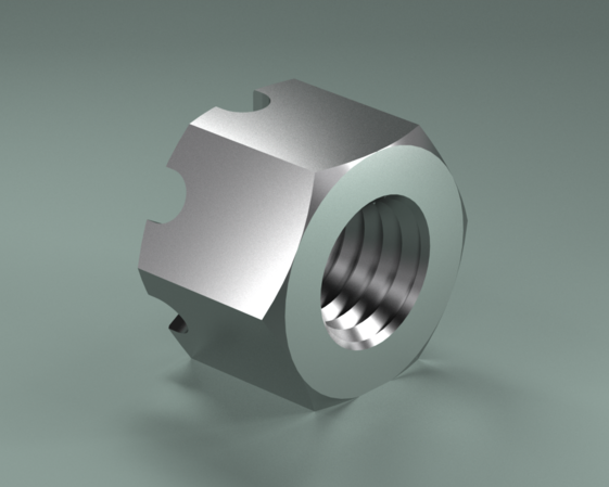 Hexagon slotted nut DIN 935 M8 3D Model .c4d .max .obj .3ds .fbx .stl .blend 