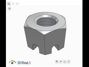 Hexagon slotted nut DIN 935 M8 3D Model