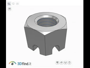 Шестигранна шліцева гайка DIN 935 M8 3D Модель