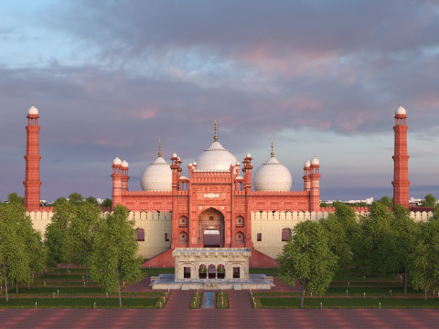 Badshahi Mosque Pakistan 3D Model