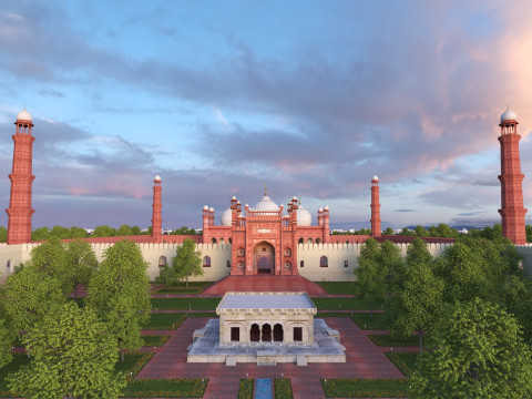 Badshahi Mosque Pakistan 3D Model