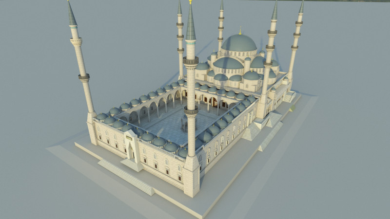 Blue Mosque Model 3D .c4d .max .obj .3ds .fbx .stl .blend 