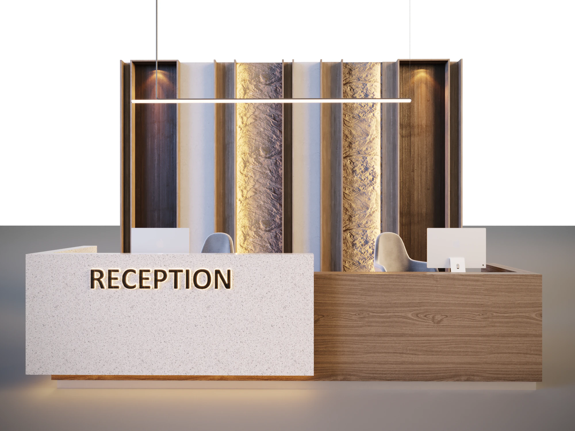 Office Reception Desk 3D Model .c4d .max .obj .3ds .fbx .stl .blend