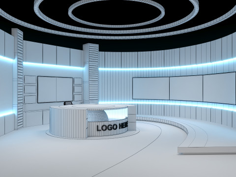 TV Studio news Set Modèle 3D