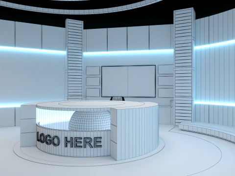 TV Studio news Set Modèle 3D