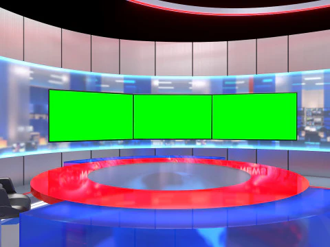 Conjunto de not&iacute;cias do est&uacute;dio de TV Modelo 3D