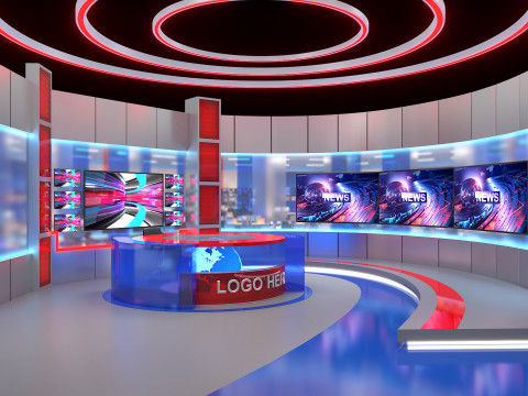 TV Studio news Set Modèle 3D