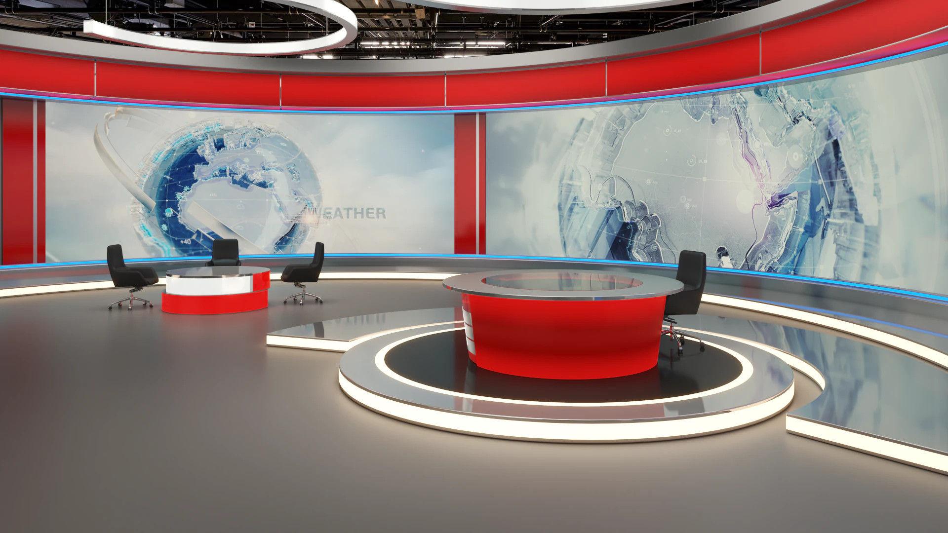 TV Studio News Set 3D Model .c4d .max .obj .3ds .fbx .stl .blend 