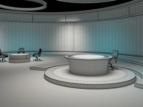 TV Studio News Set 3D Model