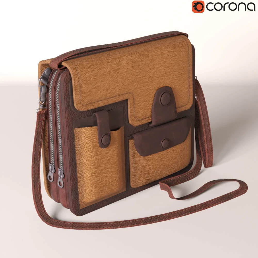 formal leather shoulder bag 3D Model .c4d .max .obj .3ds .fbx .stl .blend 