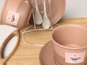 brown coffee service set Modello 3D