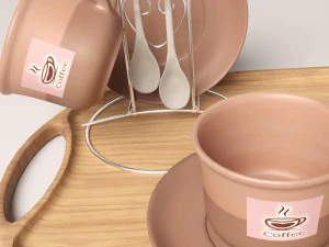 brown coffee service set 3D Model