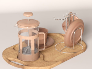 brown coffee service set Modello 3D