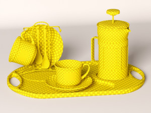 brown coffee service set Modello 3D