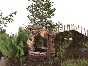 fountain in the small garden 3D Model