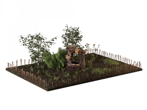 fountain in the small garden 3D Model