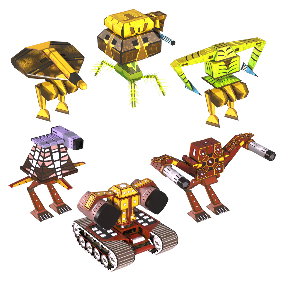 collection of fighter robots for roborumble game 3D Model .c4d .max .obj .3ds .fbx .stl .blend