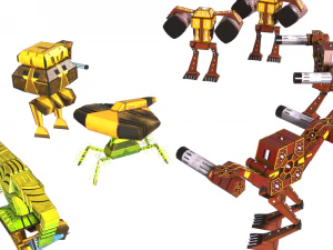 collection of fighter robots for roborumble game 3D Model