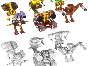 collection of fighter robots for roborumble game 3D Model